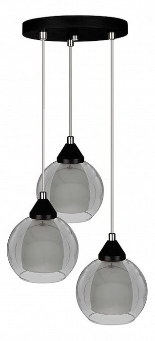Подвесной светильник из металла и прозрачного стекла серого цвета