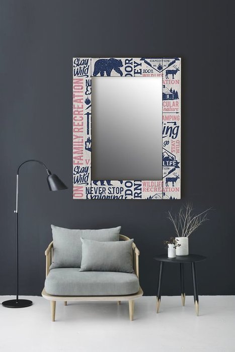 Настенное зеркало Дикая природа в раме из массива сосны 65х65 - купить Настенные зеркала по цене 8990.0