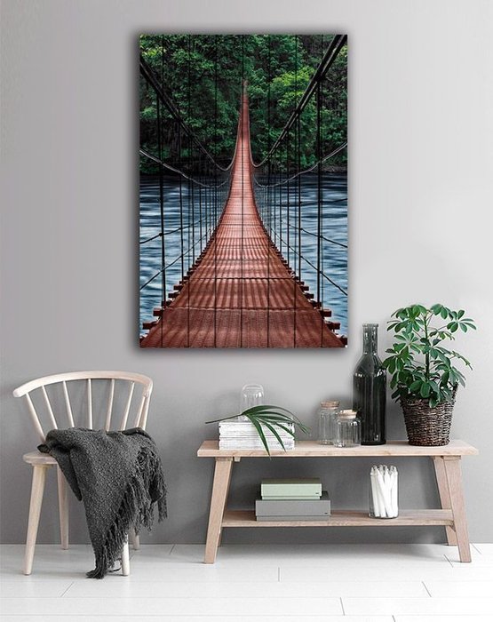 Картина на дереве Мост в джунгли 120х180 - купить Картины по цене 17490.0