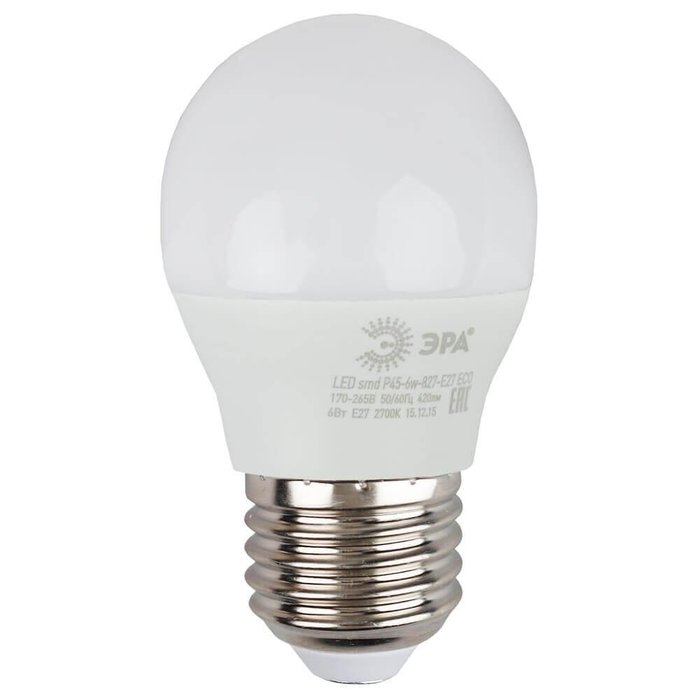 Лампа светодиодная E27 6W 2700K матовая белого цвета