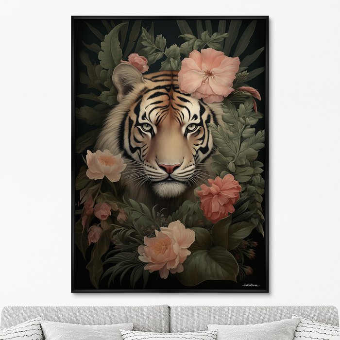 Репродукция картины Tiger in flowers, 2024г. - купить Картины по цене 24999.0