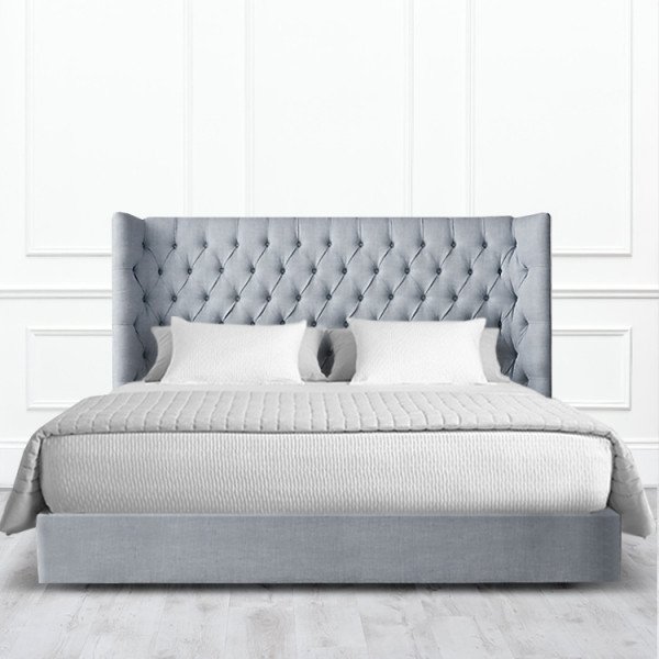 Кровать Durham из массива с обивкой серого цвета 160х200