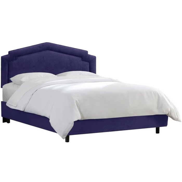 Кровать Nina Notched Blue Velvet синего цвета 180х200