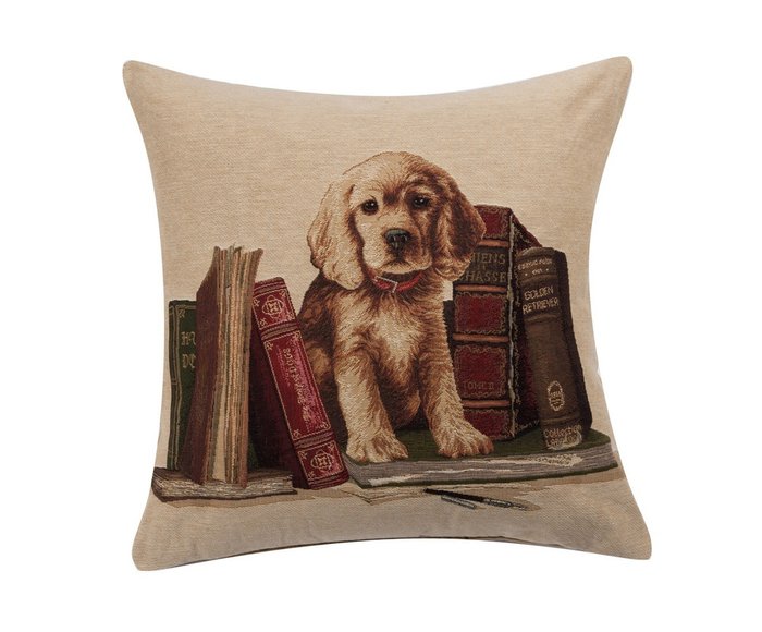 Подушка с принтом Bookends Retriever 