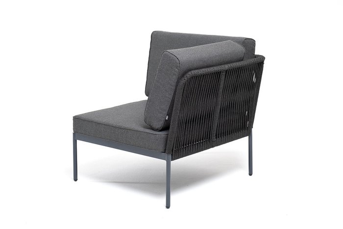 Модуль диванный угловой плетеный из роупа Касабланка темно-серого цвета - лучшие Садовые кресла в INMYROOM