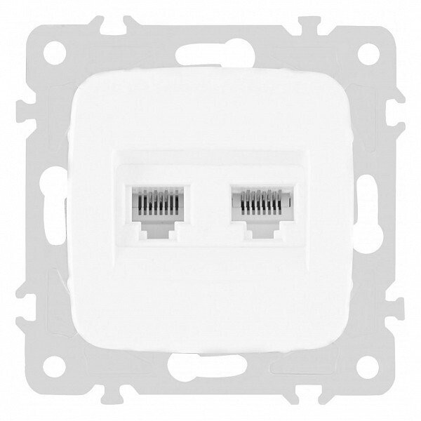 Розетка двойная RJ-11 и Ethernet RJ-45, без рамки 205.44-1.white
