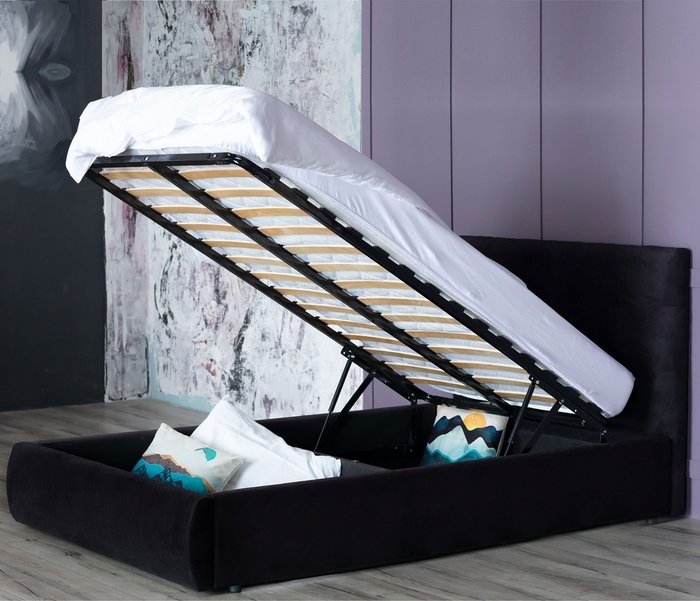 Кровать Selesta 120х200 с подъемным механизмом и матрасом черного цвета - лучшие Кровати для спальни в INMYROOM