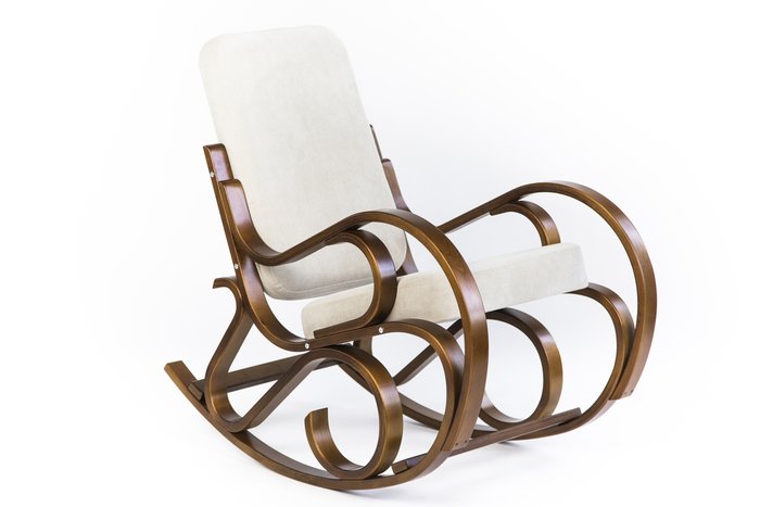 Кресло-качалка Луиза бело-коричневого цвета
