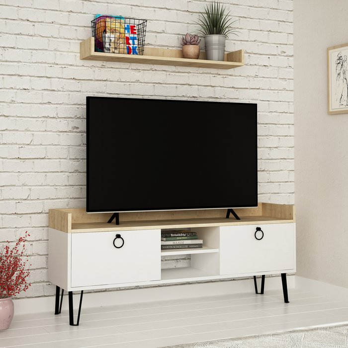 Тумба для ТВ Keday бело-бежевого цвета - купить Тумбы для ТВ по цене 26010.0