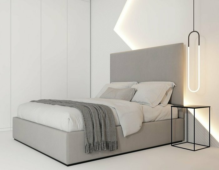 Кровать Sullivan 160х200 светло-серого цвета с подъемным механизмом  - лучшие Кровати для спальни в INMYROOM