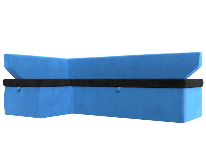 Угловой диван-кровать Омура черно-голубого цвета левый угол