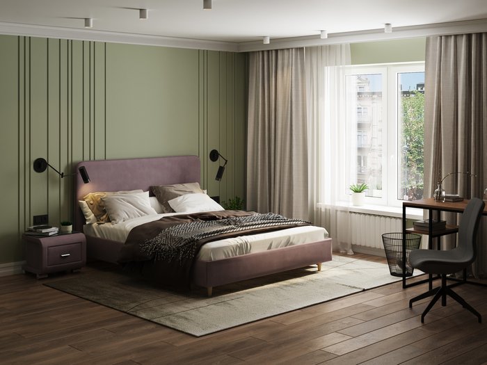 Кровать Mia 140х200 сливового цвета - купить Кровати для спальни по цене 24230.0
