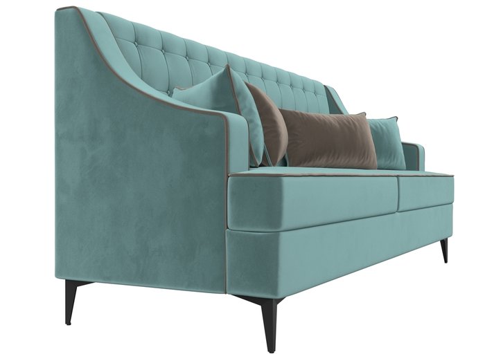 Прямой диван Марк бирюзового цвета с коричневым кантом - лучшие Прямые диваны в INMYROOM