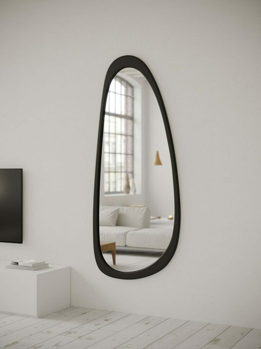 Настенное зеркало Asym 52х123 черного цвета - купить Настенные зеркала по цене 37000.0