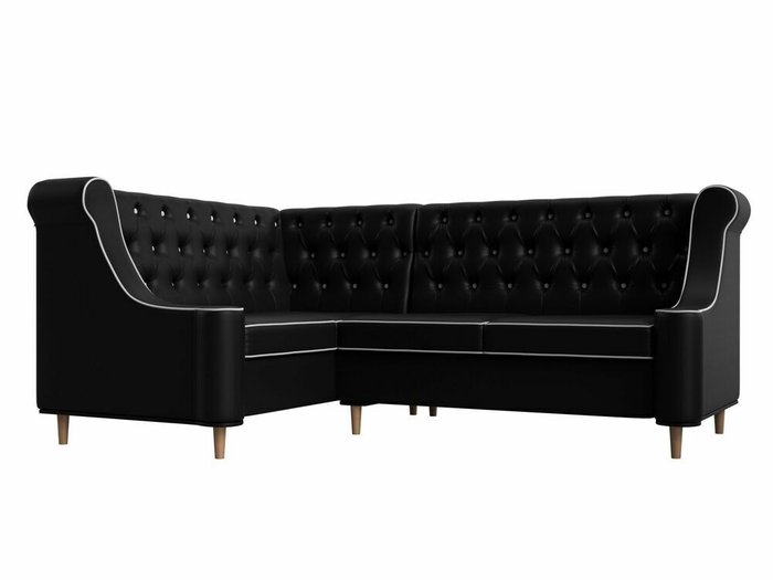 Угловой диван Бронкс черного цвета (экокожа) левый угол
