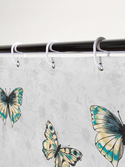 Штора для ванной комнаты Joy butterfly 180х180 бело-серого цвета - купить Шторки для душа по цене 954.0