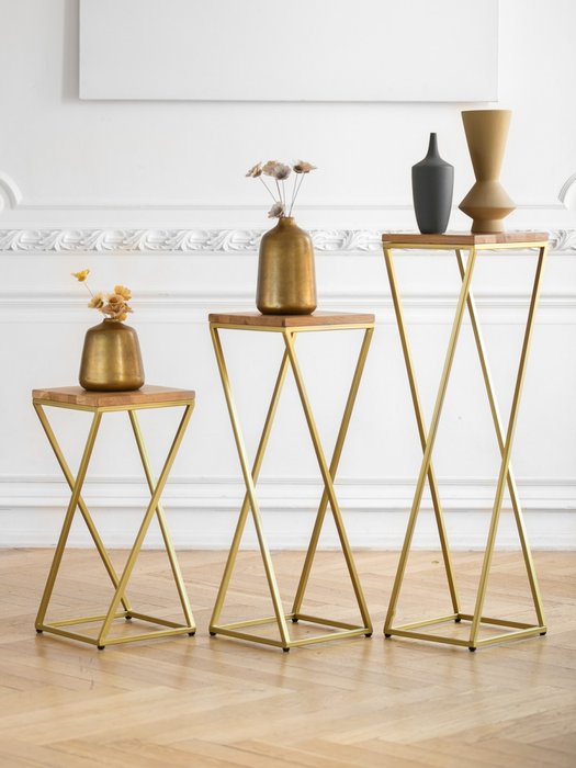 Столик для цветов Loft 40 коричнево-золотого цвета - лучшие Подставки для цветов в INMYROOM