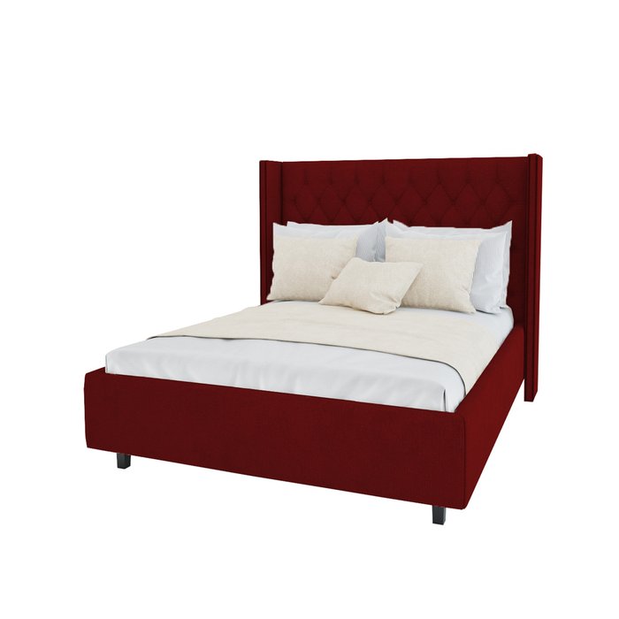 Кровать с декоративными гвоздиками Wing Велюр Красный 180x200 