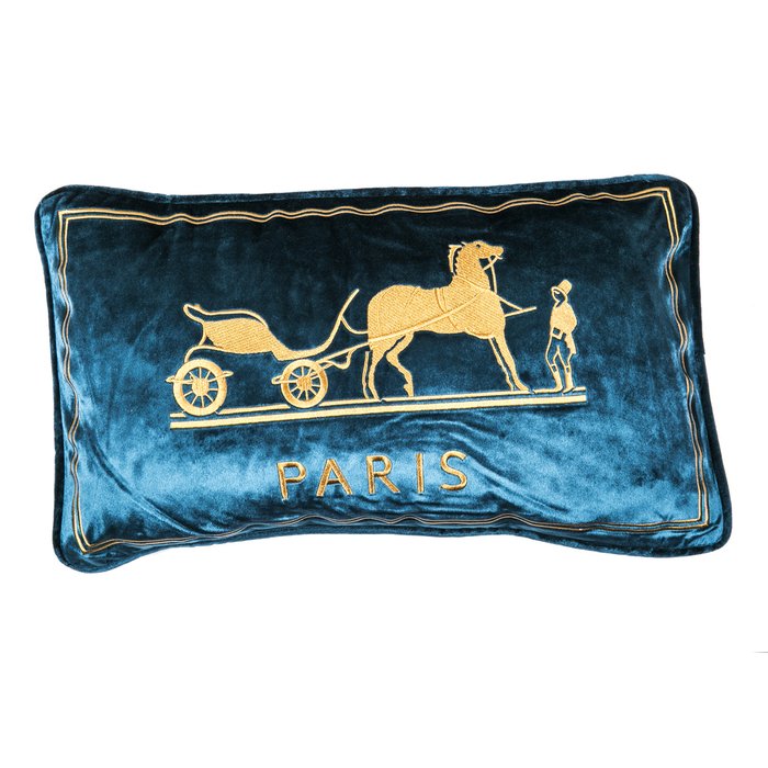 Декоративная подушка Old Paris голубого цвета - купить Декоративные подушки по цене 9000.0