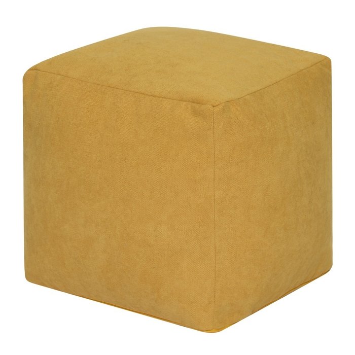 Пуфик Куб в велюре желтого цвета