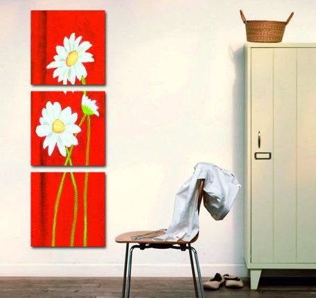 Декоративная картина на холсте "Большие ромашки" - купить Принты по цене 3690.0