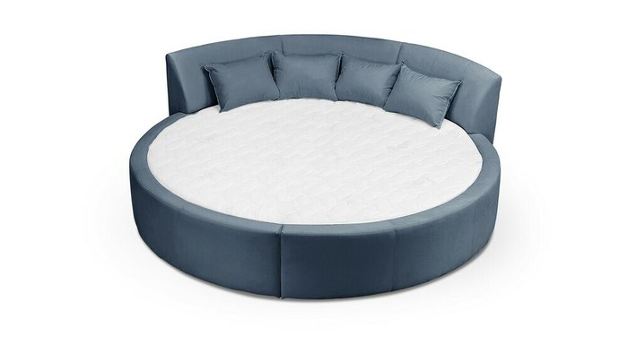 Кровать Индра 220х220 синего цвета без подъемного механизма - купить Кровати для спальни по цене 87600.0