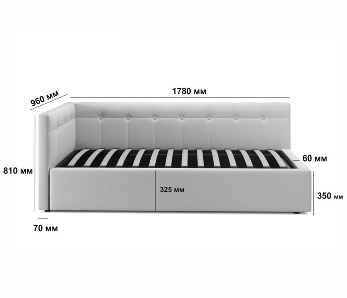Кровать Colibri 80х160 с подъемным механизмом серого цвета - купить Одноярусные кроватки по цене 21990.0