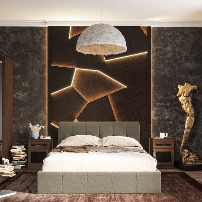 Кровать Инуа 160х200 темно-серого цвета с подъемным механизмом  - купить Кровати для спальни по цене 39290.0