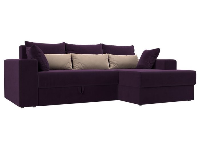 Угловой диван-кровать Мэдисон фиолетово-бежевого цвета правый угол