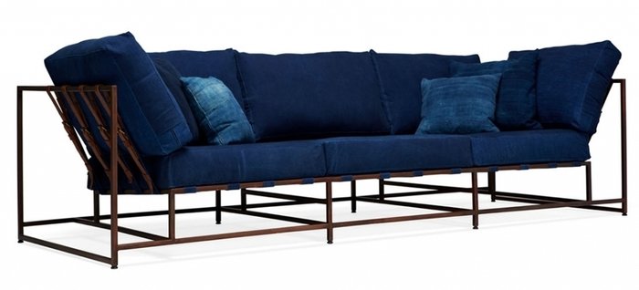 Трехместный диван Дэним синего цвета - купить Прямые диваны по цене 125000.0
