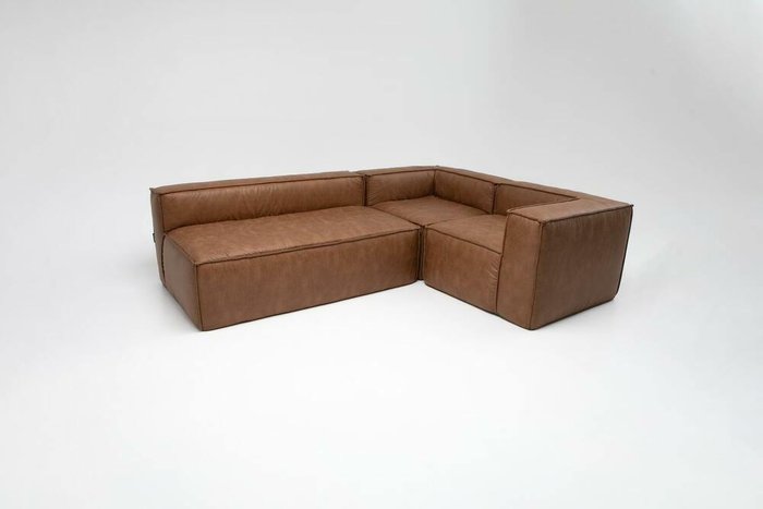 Угловой модульный диван Комби коричневого цвета - купить Бескаркасная мебель по цене 170430.0
