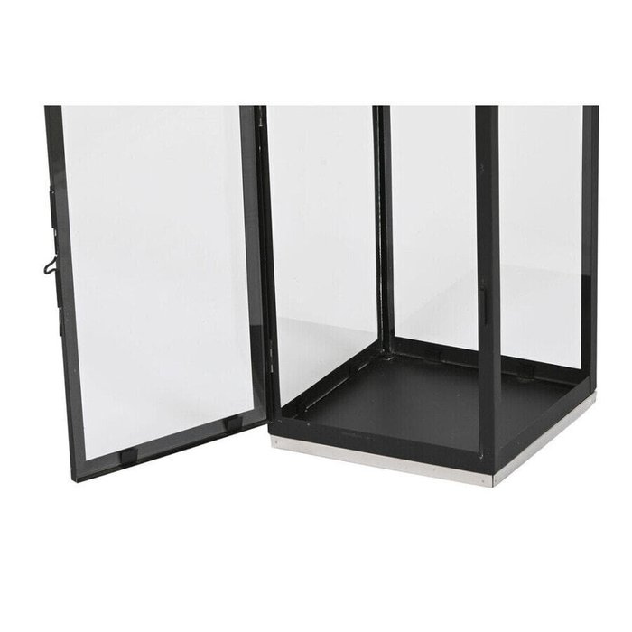 Фонарь Home ESPRIT Чёрный Серебристый Стеклянный Сталь 18 x 18 x 41 cm (2 Предметы) - лучшие Подсвечники в INMYROOM