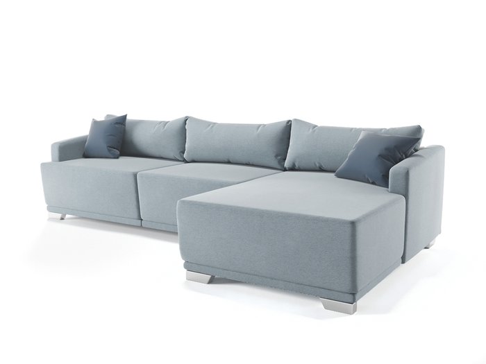 Угловой диван-кровать Берн серо-голубого цвета - купить Угловые диваны по цене 101650.0