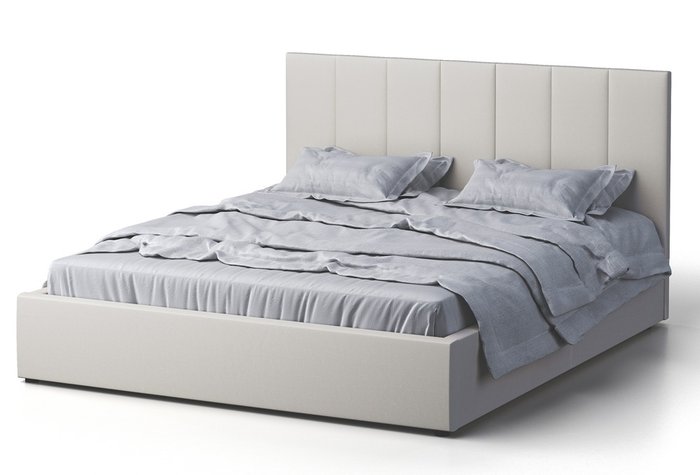 Кровать Венера-3 160х200 белого цвета с подъемным механизмом (экокожа)