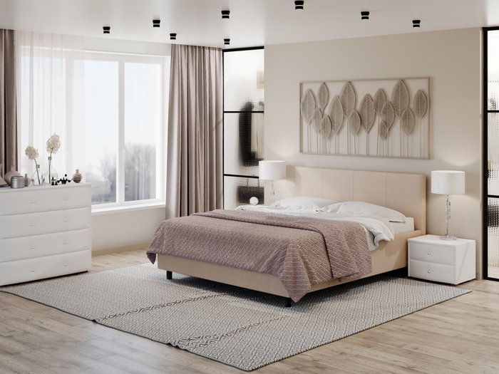 Кровать Como Veda 3 160х200 бежево-коричневого цвета (велюр) - купить Кровати для спальни по цене 31300.0
