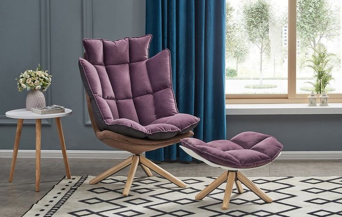Кресло Husk темно-лилового цвета - купить Интерьерные кресла по цене 53998.0