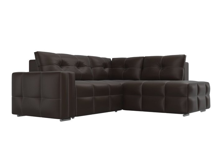 Угловой диван-кровать Леос коричневого цвета (экокожа) - лучшие Угловые диваны в INMYROOM