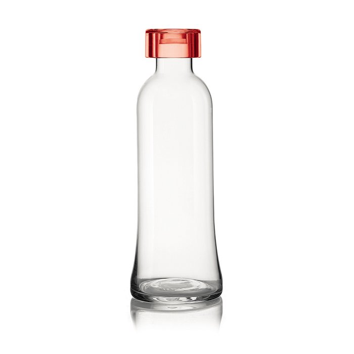 Бутылка для воды стеклянная с красной крышкой