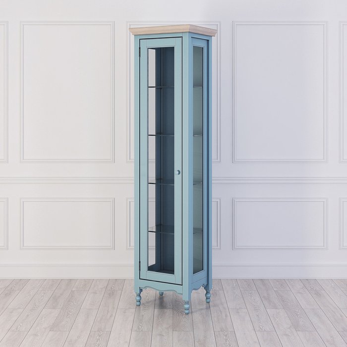 Витрина Leblanc R правая голубого цвета  - купить Шкафы витринные по цене 90750.0
