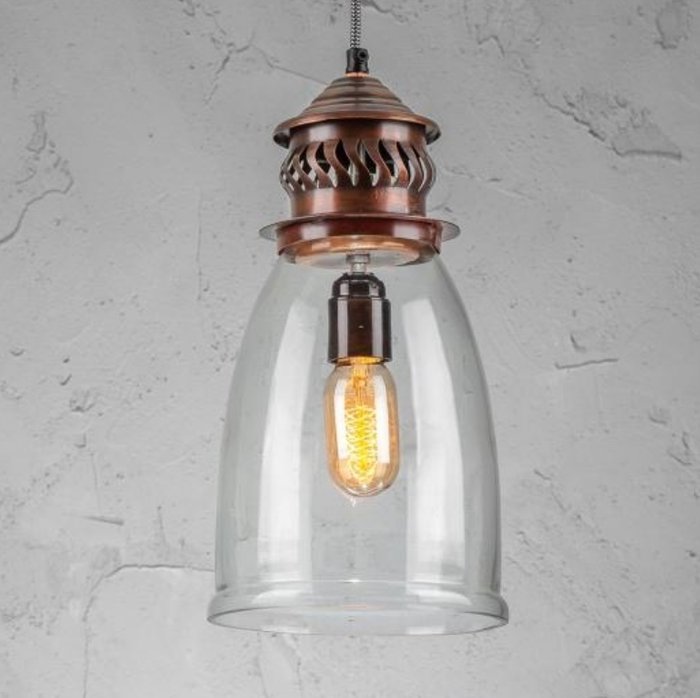 Светильник подвесной из металла и стека  - купить Подвесные светильники по цене 5200.0