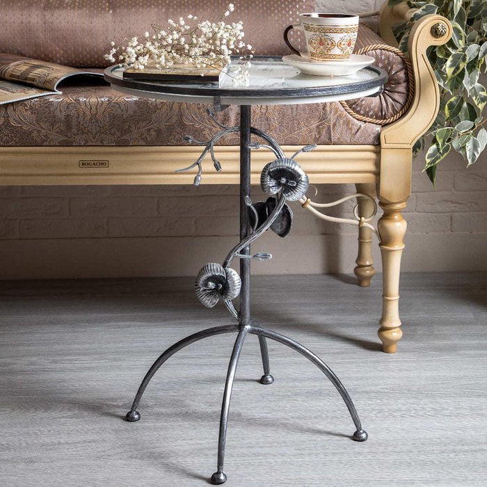 Кофейный стол Орхидея Фиори серебряного цвета - лучшие Кофейные столики в INMYROOM