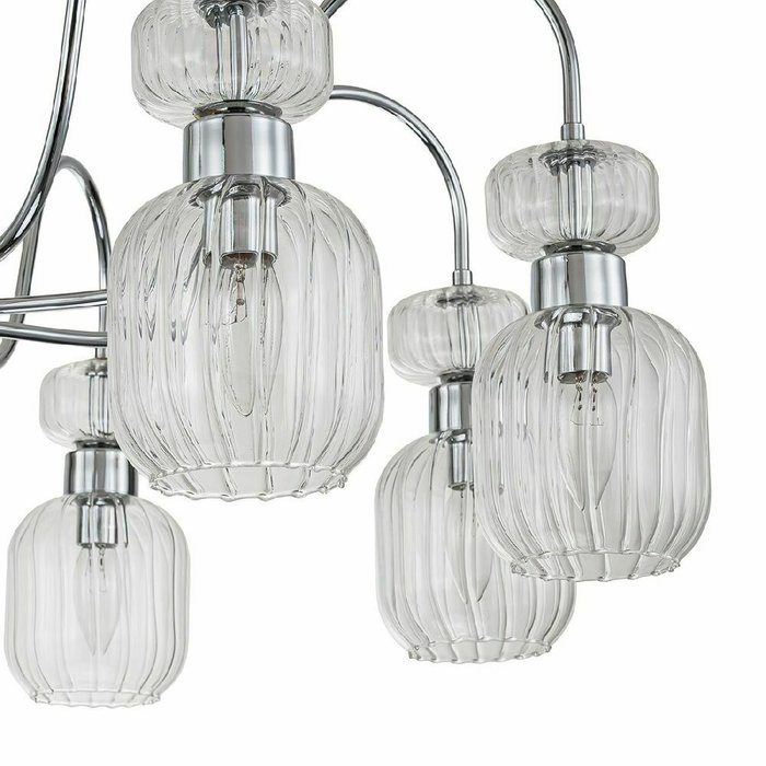 Люстра на штанге Gloss 1141/8PL Chrome/Clear (стекло, цвет прозрачный) - купить Подвесные люстры по цене 26200.0 Люстра на штанге Gloss 1141/8PL Chrome/Clear (стекло, цвет прозрачный) - купить Подвесные люстры по цене 26200.0