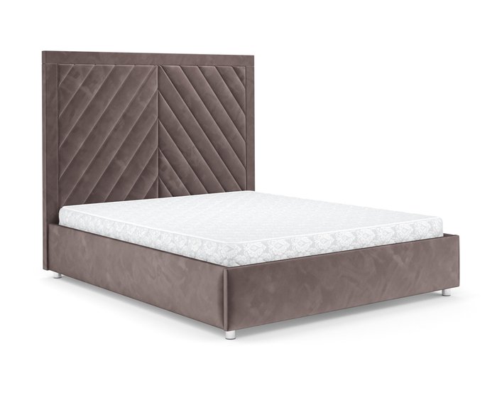 Кровать Мишель 140х190 серо-коричневого цвета с подъемным механизмом (вельвет)  - купить Кровати для спальни по цене 37390.0