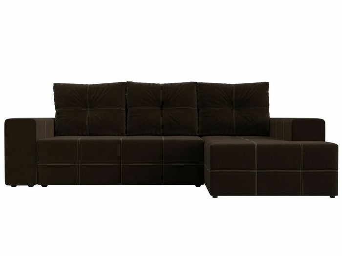 Угловой диван-кровать Перри коричневого цвета правый угол - купить Угловые диваны по цене 59999.0