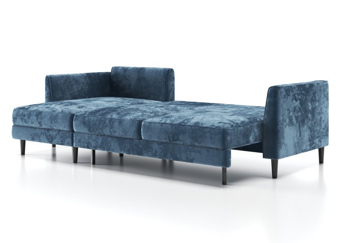 Угловой диван-кровать Грейс с оттоманкой синего цвета - лучшие Угловые диваны в INMYROOM