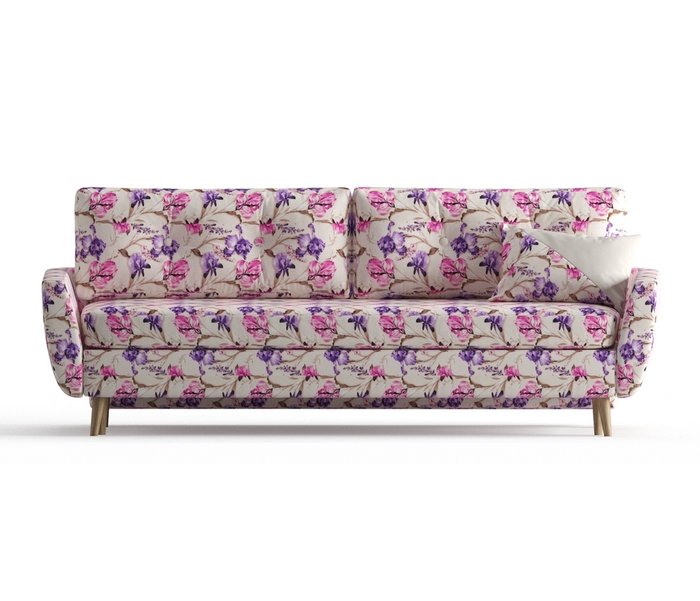 Диван-кровать Авиньон в обивке из микровелюра бежево-розового цвета - купить Прямые диваны по цене 39990.0
