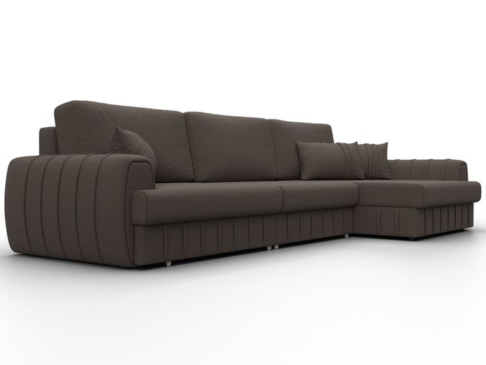 Угловой диван кровать Лига-057 L Лонг коричневого цвета правый - лучшие Угловые диваны в INMYROOM