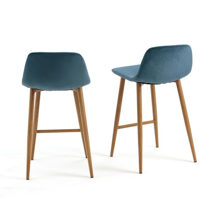 Комплект из двух полубарных стульев Iena синего цвета - купить Барные стулья по цене 20799.0