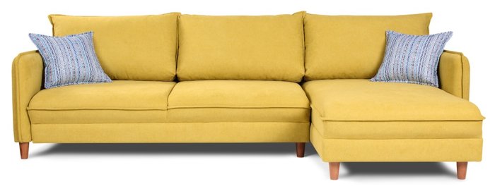 Диван-кровать угловой Нарвик с канапе желтого цвета