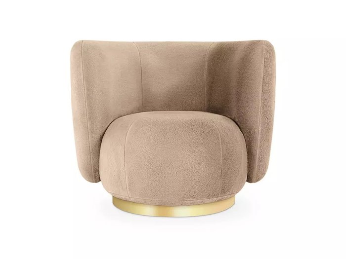 Кресло Lucca темно-бежевого цвета с золотым основанием  - купить Интерьерные кресла по цене 59040